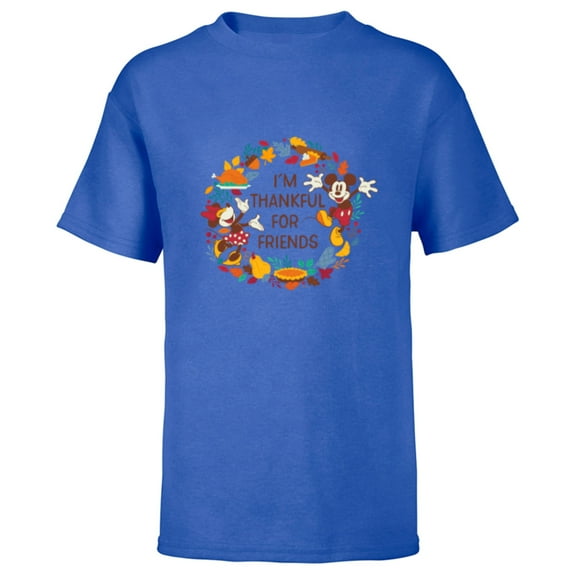 Disney Mickey & Minnie Mouse Thankful for Friends Autumn - Short Sleeve T-Shirt for Kids - Customized-Royal