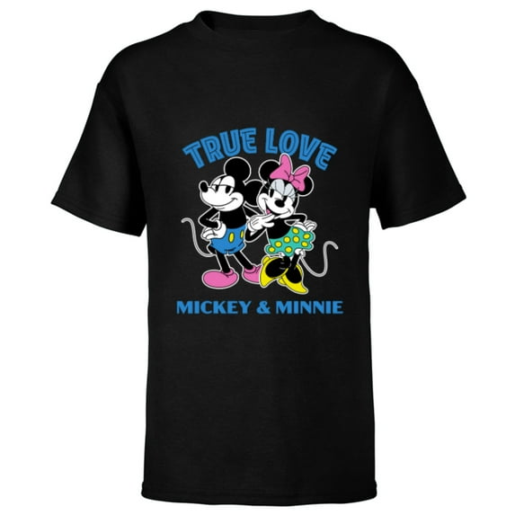 Disney Mickey & Minnie Mouse True Love Valentine’s Day - Short Sleeve T-Shirt for Kids - Customized-Black
