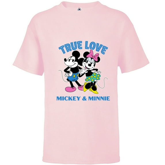 Disney Mickey & Minnie Mouse True Love Valentine’s Day - Short Sleeve T-Shirt for Kids - Customized-Soft Pink