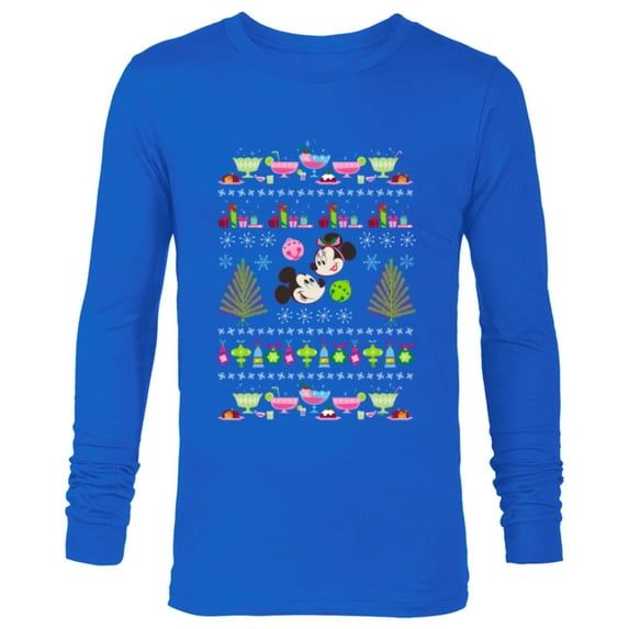 Disney Mickey & Minnie Mouse Ugly Christmas - Long Sleeve T-Shirt for Men - Customized-Navy