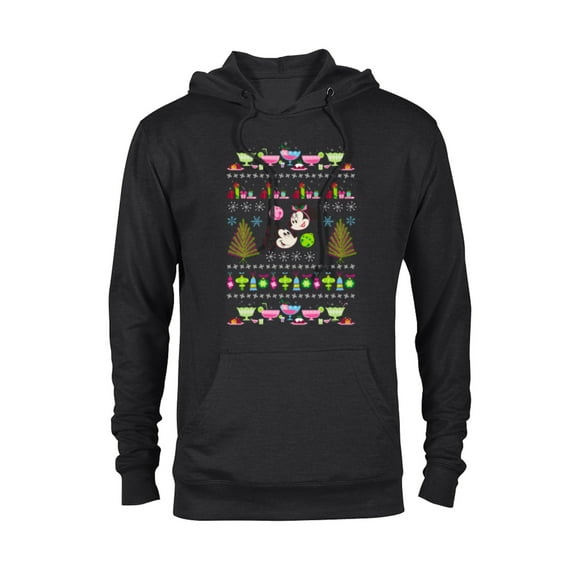 Disney Mickey & Minnie Mouse Ugly Christmas - Pullover Hoodie for Adults - Customized-Black