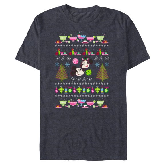 Disney Mickey & Minnie Mouse Ugly Christmas - Short Sleeve Blended T-Shirt for Adults - Customized-Navy Heather