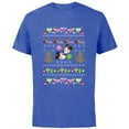 thumbnail image 1 of Disney Mickey & Minnie Mouse Ugly Christmas - Short Sleeve Cotton T-Shirt for Adults - Customized-Royal Heather, 1 of 5
