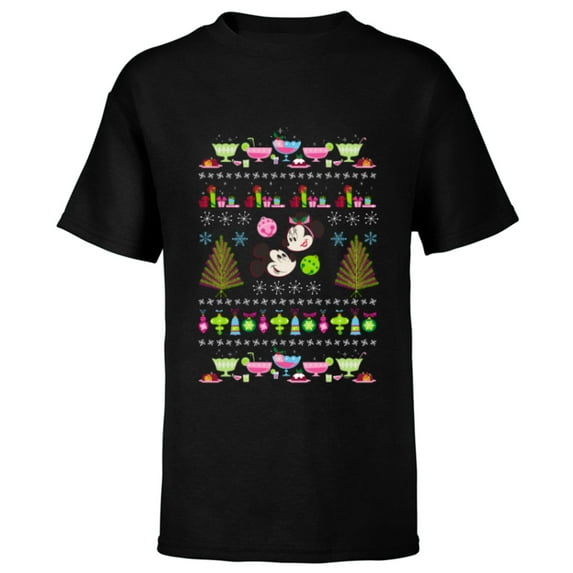 Disney Mickey & Minnie Mouse Ugly Christmas - Short Sleeve T-Shirt for Kids - Customized-Black