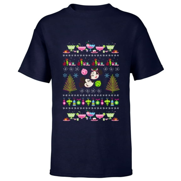 Disney Mickey & Minnie Mouse Ugly Christmas - Short Sleeve T-Shirt for Kids - Customized-Navy