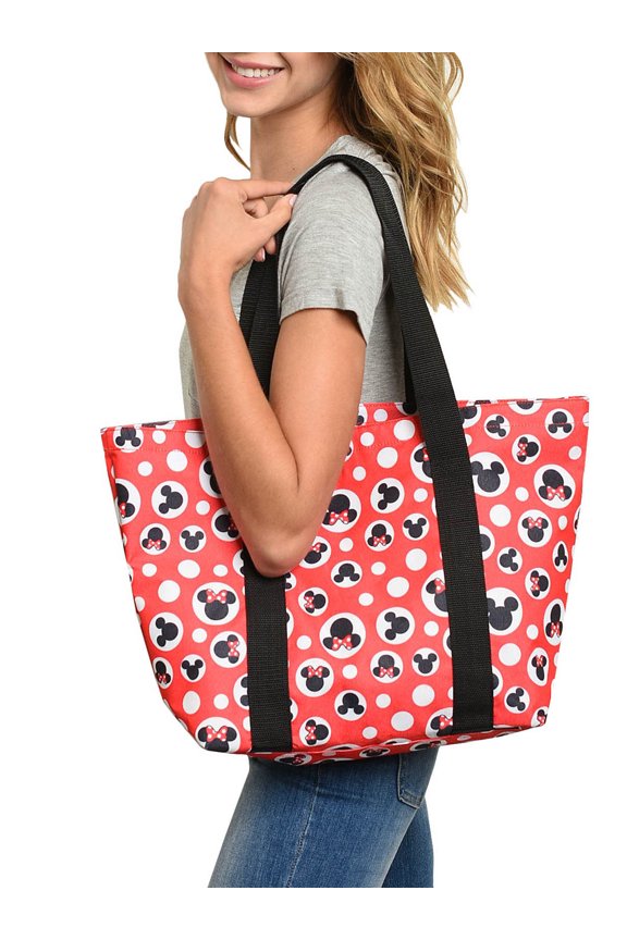 Mickey & Minnie Mouse Zip Tote Bag Red Polka Dots (Women's)