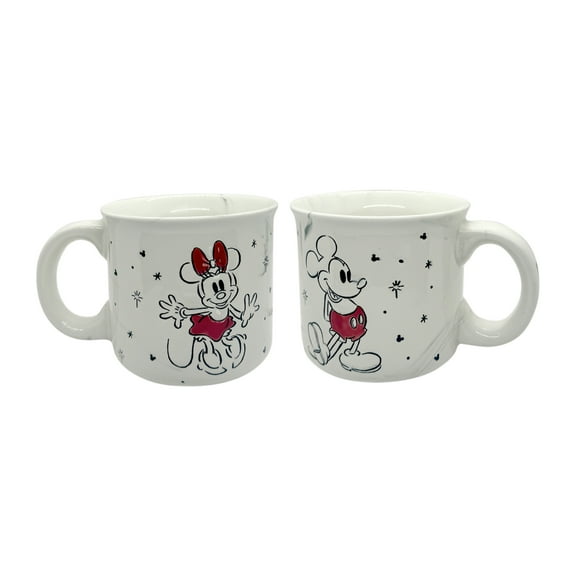 Disney Mickey & Minnie Mouse with snowflakes collectible Marble mug - 14 Ounces