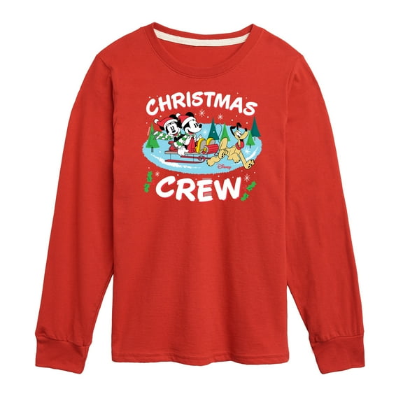 Disney - Mickey, Minnie, & Pluto Christmas Crew - Toddler & Youth Long Sleeve Graphic T-Shirt