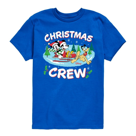 Disney - Mickey, Minnie, & Pluto Christmas Crew - Toddler & Youth Short Sleeve Graphic T-Shirt
