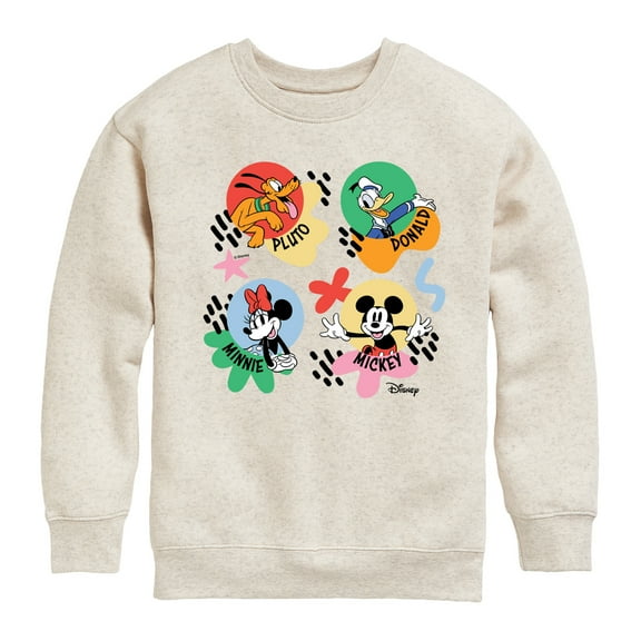 Disney - Mickey, Minnie, Pluto & Donald - Happy Bubble - Youth Crewneck Fleece Sweatshirt