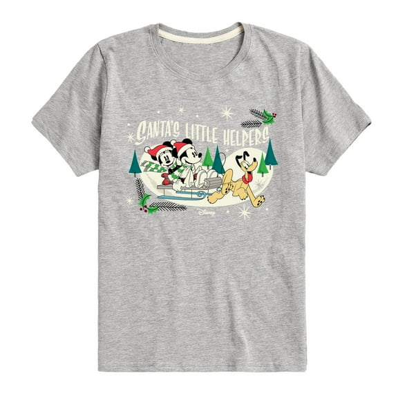 Disney - Mickey Minnie & Pluto Santas Little Helpers - Toddler & Youth Short Sleeve Graphic T-Shirt