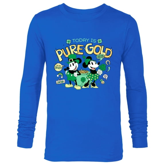 Disney Mickey & Minnie Pure Gold St Patrick’s Day Retro - Long Sleeve T-Shirt for Men - Customized-Navy
