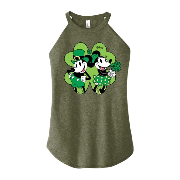 Disney - Mickey Minnie Shamrock - Juniors High Neck Tank Top