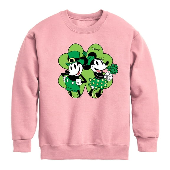 Disney - Mickey Minnie Shamrock - Toddler And Youth Crewneck Fleece Sweatshirt