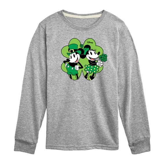 Disney - Mickey Minnie Shamrock - Toddler And Youth Long Sleeve Graphic T-Shirt