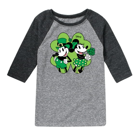 Disney - Mickey Minnie Shamrock - Toddler And Youth Raglan Graphic T-Shirt