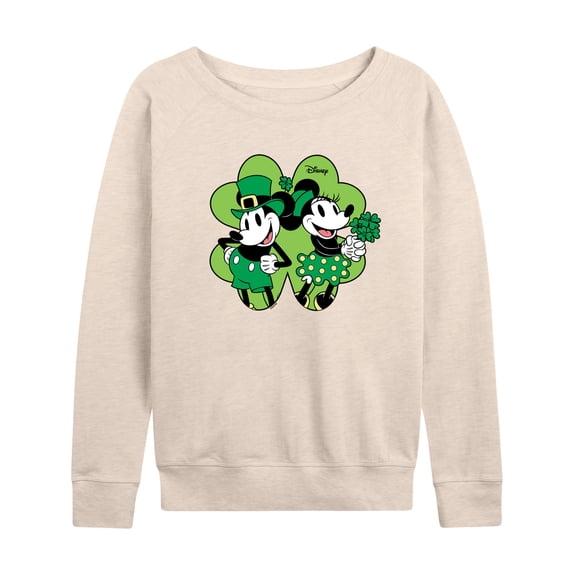 Disney - Mickey & Minnie Shamrock - Women's French Terry Long Sleeve Pullover