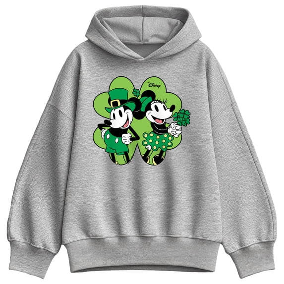 Disney - Mickey & Minnie Shamrock - Women's Oversized Fleece Hoodie Sweatshirt