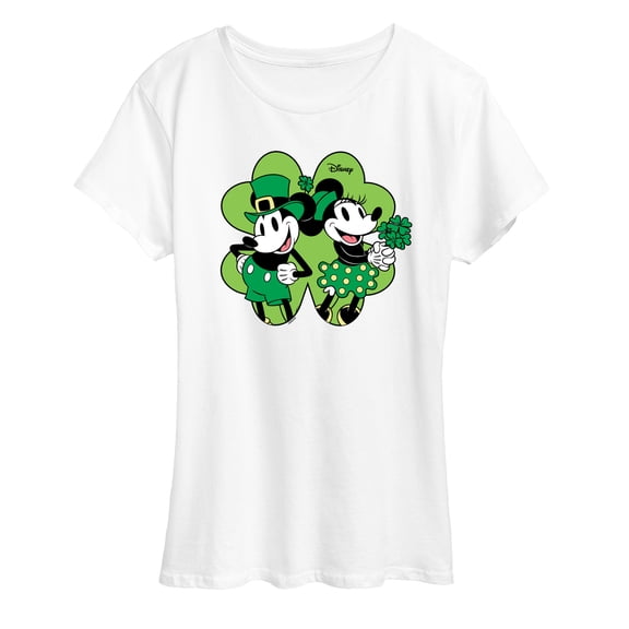 Disney - Mickey & Minnie Shamrock - Women's Short Sleeve Graphic T-Shirt