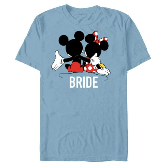 Disney Mickey & Minnie Side-by-Side Bride Honeymoon Wedding- Short Sleeve Blended T-Shirt for Adults - Customized-Ocean Blue