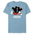thumbnail image 1 of Disney Mickey & Minnie Side-by-Side Groom Honeymoon Wedding- Short Sleeve Blended T-Shirt for Adults - Customized-Ocean Blue, 1 of 5