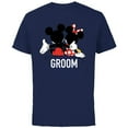 thumbnail image 1 of Disney Mickey & Minnie Side-by-Side Groom Honeymoon Wedding- Short Sleeve Cotton T-Shirt for Adults - Customized-Navy, 1 of 5