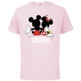 thumbnail image 1 of Disney Mickey & Minnie Side-by-Side Groom Honeymoon Wedding- Short Sleeve Cotton T-Shirt for Adults - Customized-Soft Pink, 1 of 5