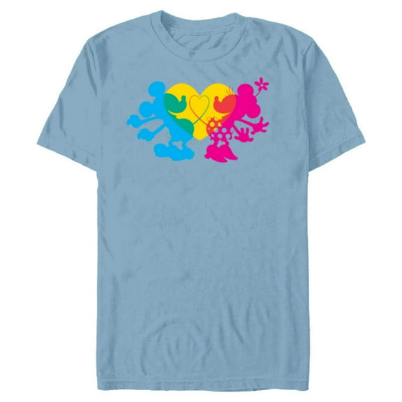 Disney Mickey & Minnie Tail Heart Valentine’s Day - Short Sleeve Blended T-Shirt for Adults - Customized-Ocean Blue
