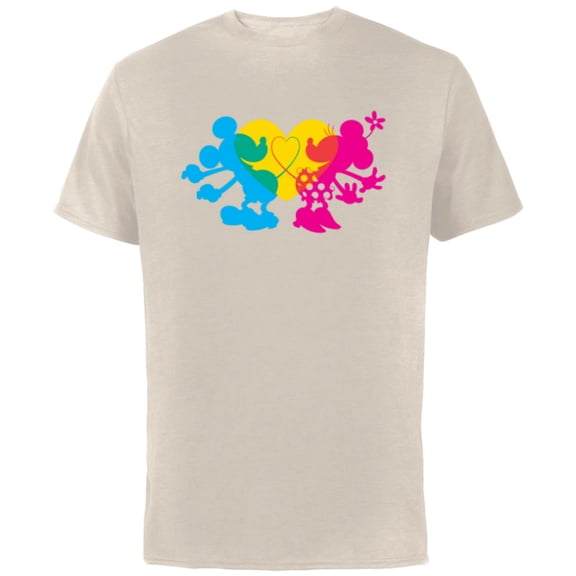 Disney Mickey & Minnie Tail Heart Valentine’s Day - Short Sleeve Cotton T-Shirt for Adults - Customized-Natural