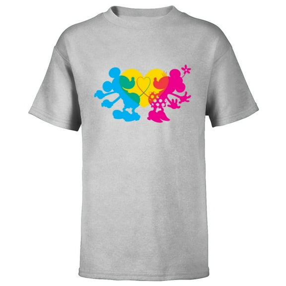 Disney Mickey & Minnie Tail Heart Valentine’s Day - Short Sleeve T-Shirt for Kids - Customized-Athletic Heather