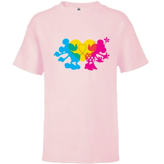 Disney Mickey & Minnie Tail Heart Valentine’s Day - Short Sleeve T-Shirt for Kids - Customized-Soft Pink