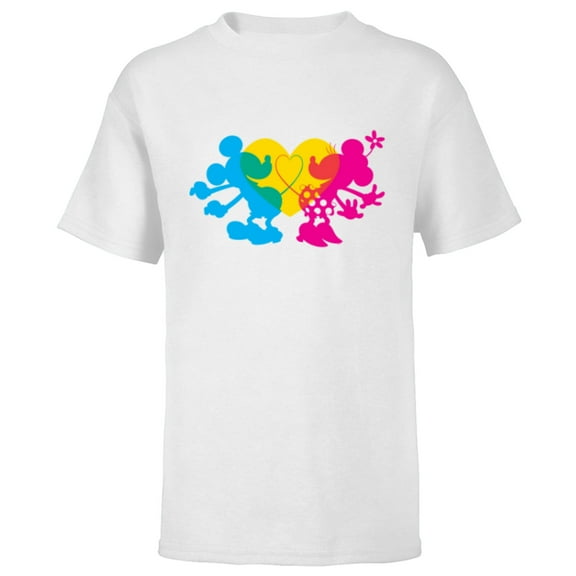 Disney Mickey & Minnie Tail Heart Valentine’s Day - Short Sleeve T-Shirt for Kids - Customized-White