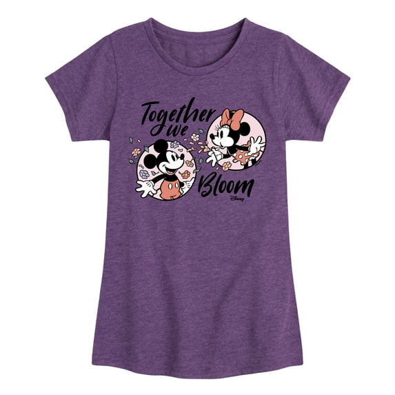 Disney - Mickey & Minnie - Together We Bloom - Toddler & Youth Girls Short Sleeve Graphic T-Shirt
