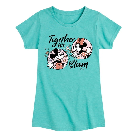 Disney - Mickey & Minnie - Together We Bloom - Toddler & Youth Girls Short Sleeve Graphic T-Shirt
