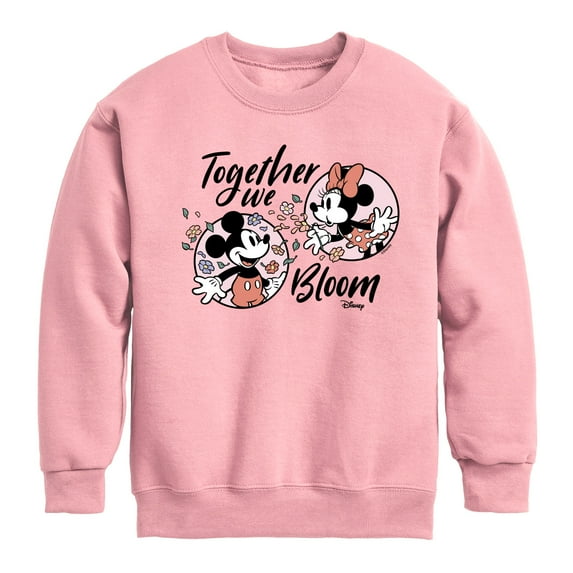 Disney - Mickey & Minnie - Together We Bloom - Youth Crewneck Fleece Sweatshirt