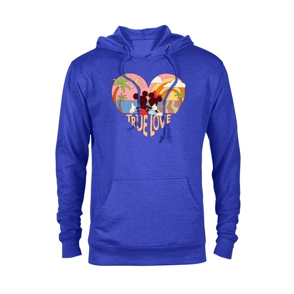 Disney Mickey & Minnie True Love Beach Sunset Heart - Pullover Hoodie for Adults - Customized-Royal