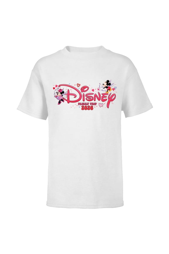 Mickey & Minnie Valentine's Day Family Trip 2026 Logo - Short Sleeve T-Shirt for Kids - Customized-White