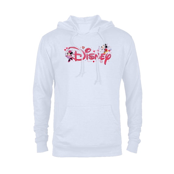 Disney Mickey & Minnie Valentine's Day Script Logo Trip - Pullover Hoodie for Adults - Customized-White