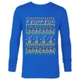 thumbnail image 1 of Disney Mickey & Minnie Winter Scene Ugly Christmas Sweater - Long Sleeve T-Shirt for Men - Customized-Navy, 1 of 5