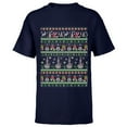 thumbnail image 1 of Disney Mickey & Minnie Winter Scene Ugly Christmas Sweater - Short Sleeve T-Shirt for Kids - Customized-Navy, 1 of 5