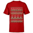 thumbnail image 1 of Disney Mickey & Minnie Winter Scene Ugly Christmas Sweater - Short Sleeve T-Shirt for Kids - Customized-Red, 1 of 5