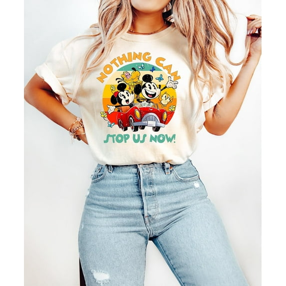 Disney Mickey & Minnie's Runaway Railway Nothing Can Stop Us Now Shirt, WDW Magic Kingdom Disneyland Family Vacation Holiday Gift,Natural Color,Size M