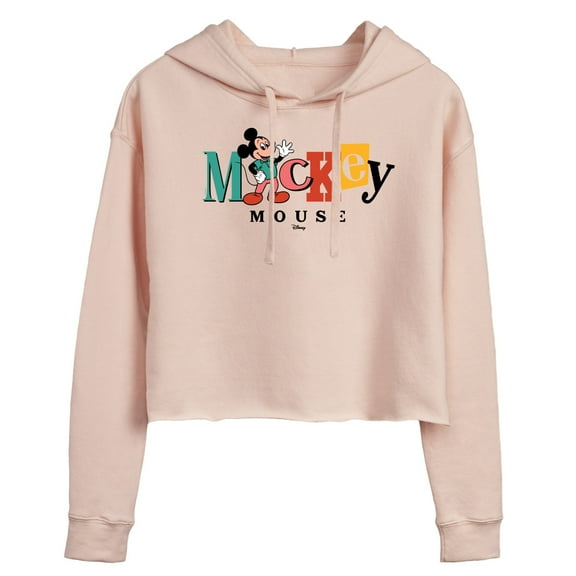 Disney - Mickey Mixed Fonts   - Juniors Cropped Pullover Hoodie