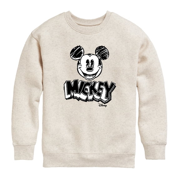 Disney - Mickey Monochrome - Toddler Boys Fleece Crew Sweatshirt