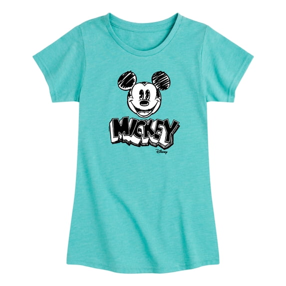 Disney - Mickey Monochrome - Toddler Girls Fitted Short Sleeve T-Shirt