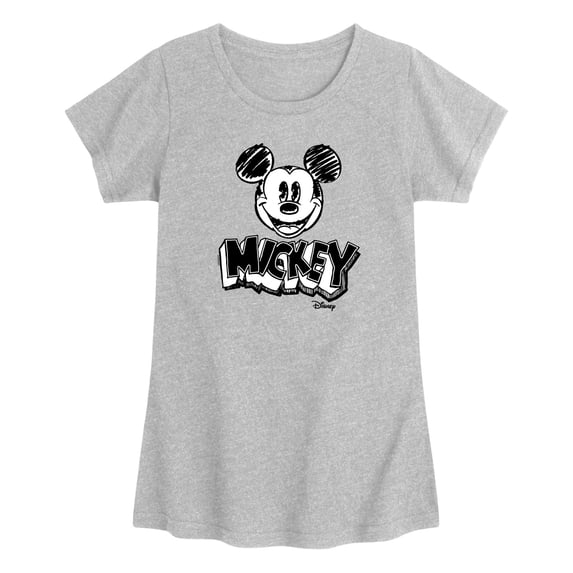 Disney - Mickey Monochrome - Toddler Girls Fitted Short Sleeve T-Shirt