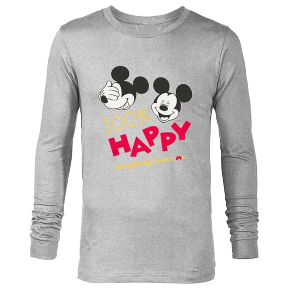 Disney Mickey Mouse 100% Happy Everybody Loves Me - Long Sleeve T-Shirt for Men - Customized-Athletic Heather