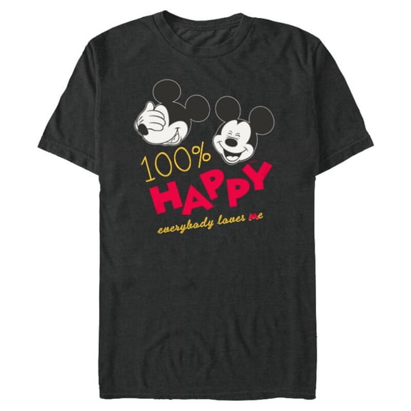 Disney Mickey Mouse 100% Happy Everybody Loves Me - Short Sleeve Blended T-Shirt for Adults - Customized-Dark Heather
