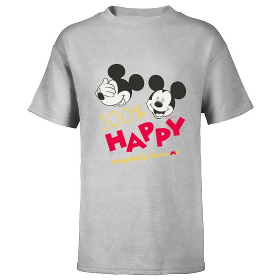 Disney Mickey Mouse 100% Happy Everybody Loves Me - Short Sleeve T-Shirt for Kids - Customized-Athletic Heather