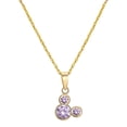 thumbnail image 1 of Disney Mickey Mouse 10kt Gold Purple Cubic Zirconia Pendant, 16" + 2" Gold Filled Chain, 1 of 3